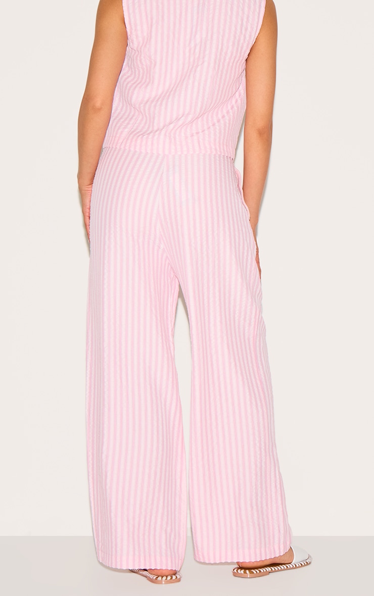 Petite Pink Striped Woven Wide Leg Pants image 3