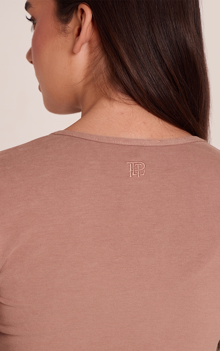 PLT Mocha Soft Cotton Wrap Front Yoga Top image 4