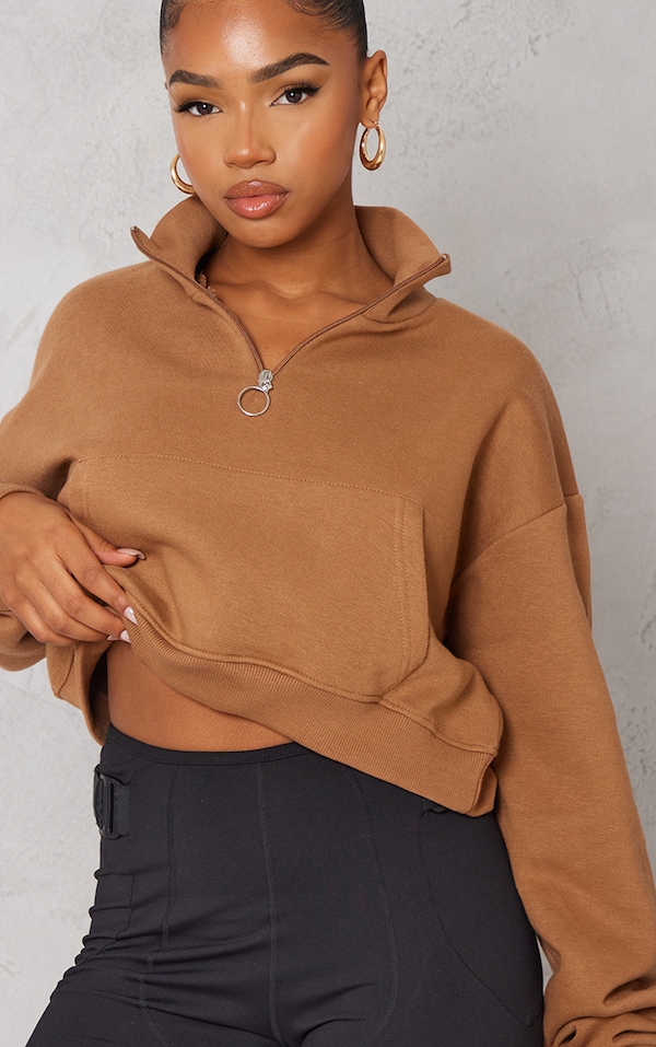 High neck crop sweatshirt Clearance