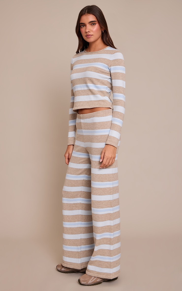 Taupe Striped Wide Leg Pant image 2