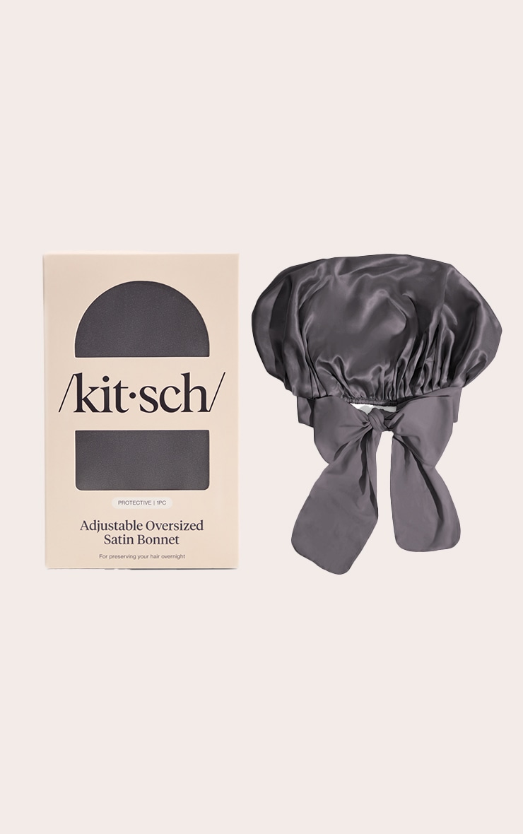 Kitsch Bonnet oversize ajustable en satin Charcoal image 1