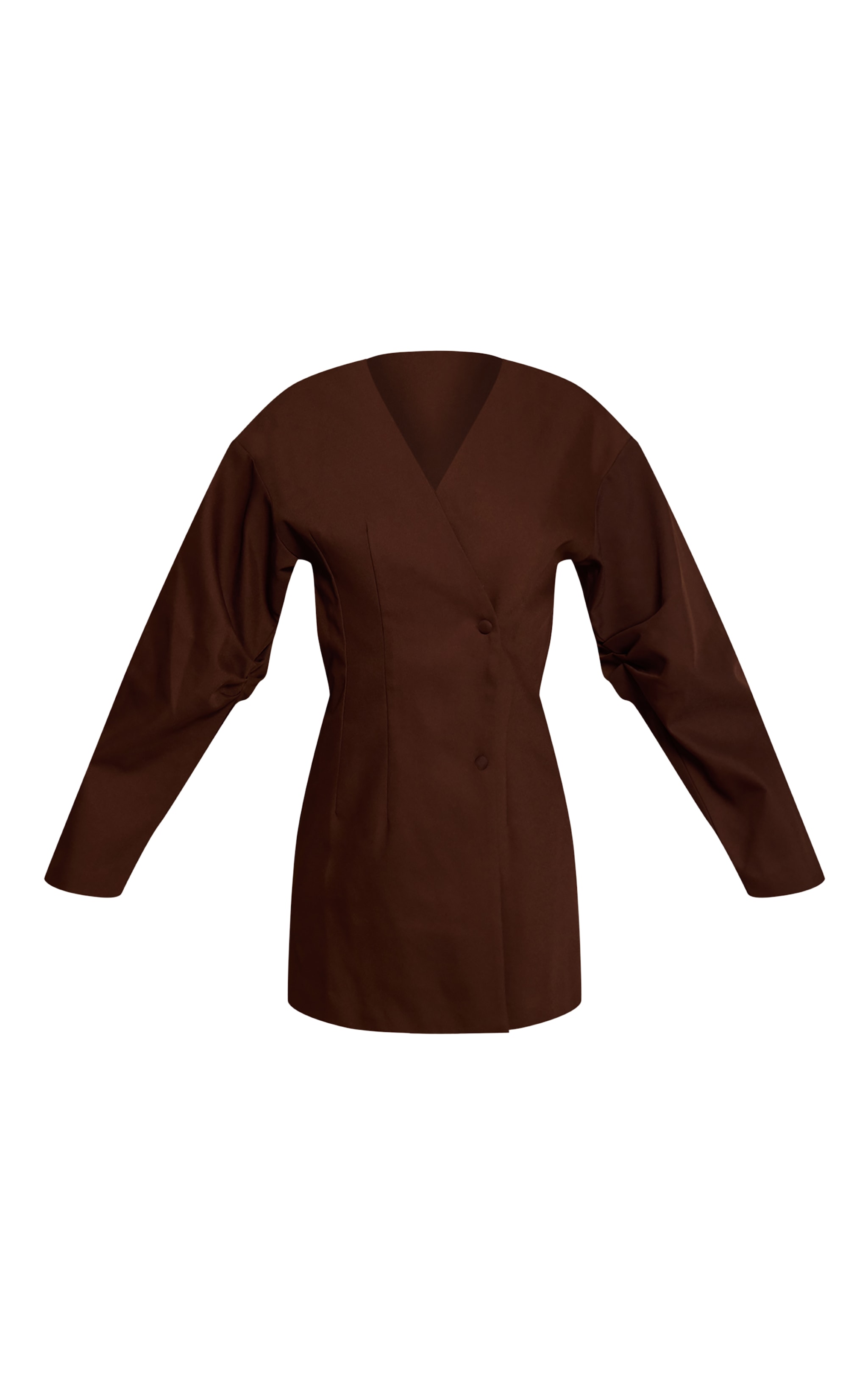 Deep Chocolate Woven Balloon Sleeve Blazer Dress image 5