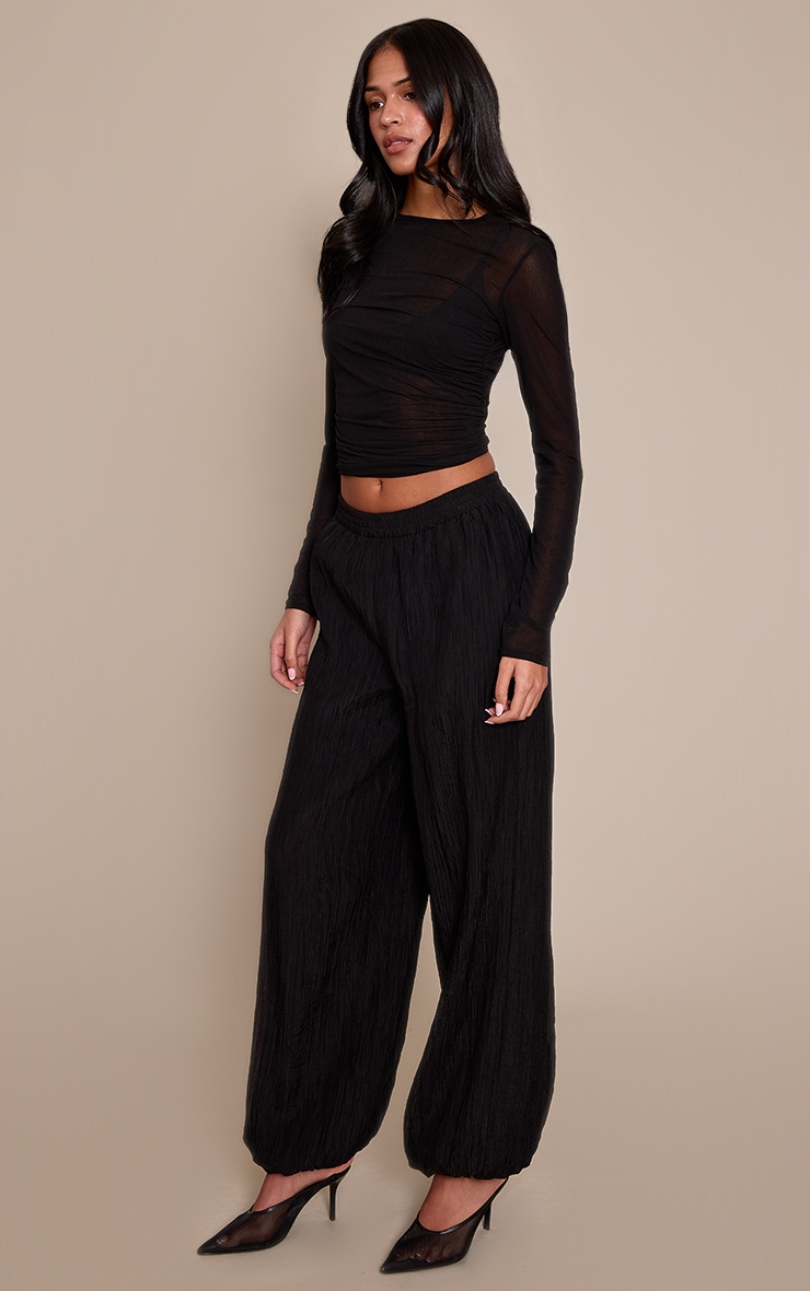 Tall Black Textured Balloon Trousers  image 2