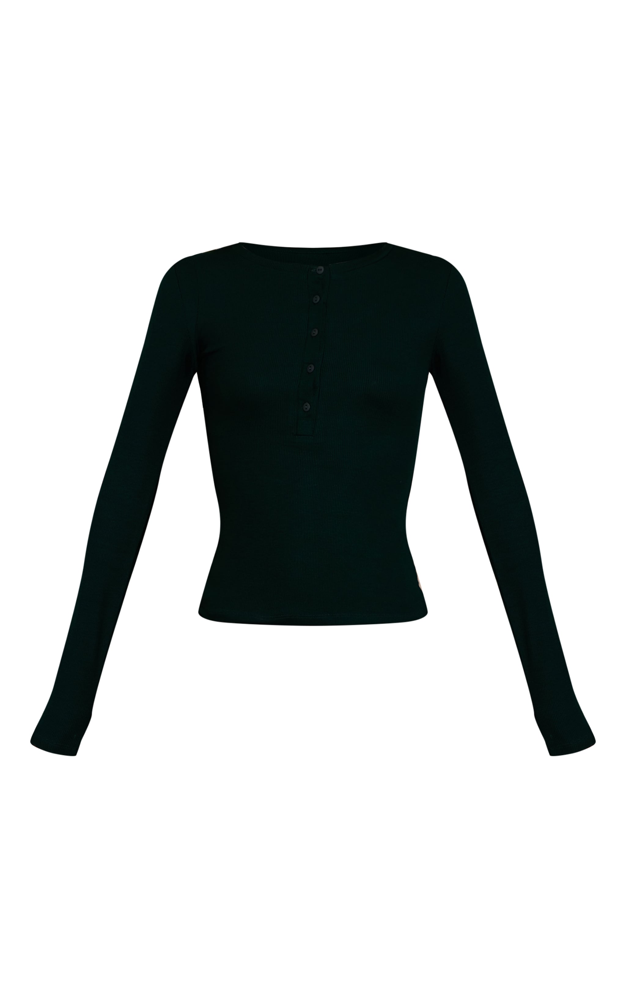 Top ajusté côtelé doux vert forêt à manches longues et boutons image 5