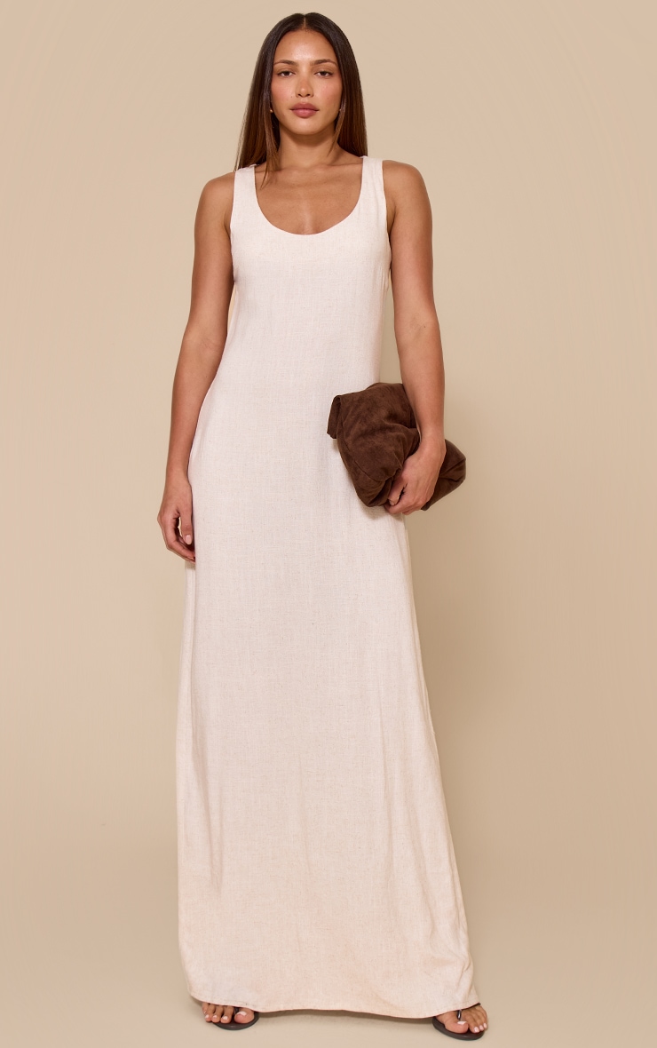 Tall Natural Textured Scoop Neck Maxi Dress image 1