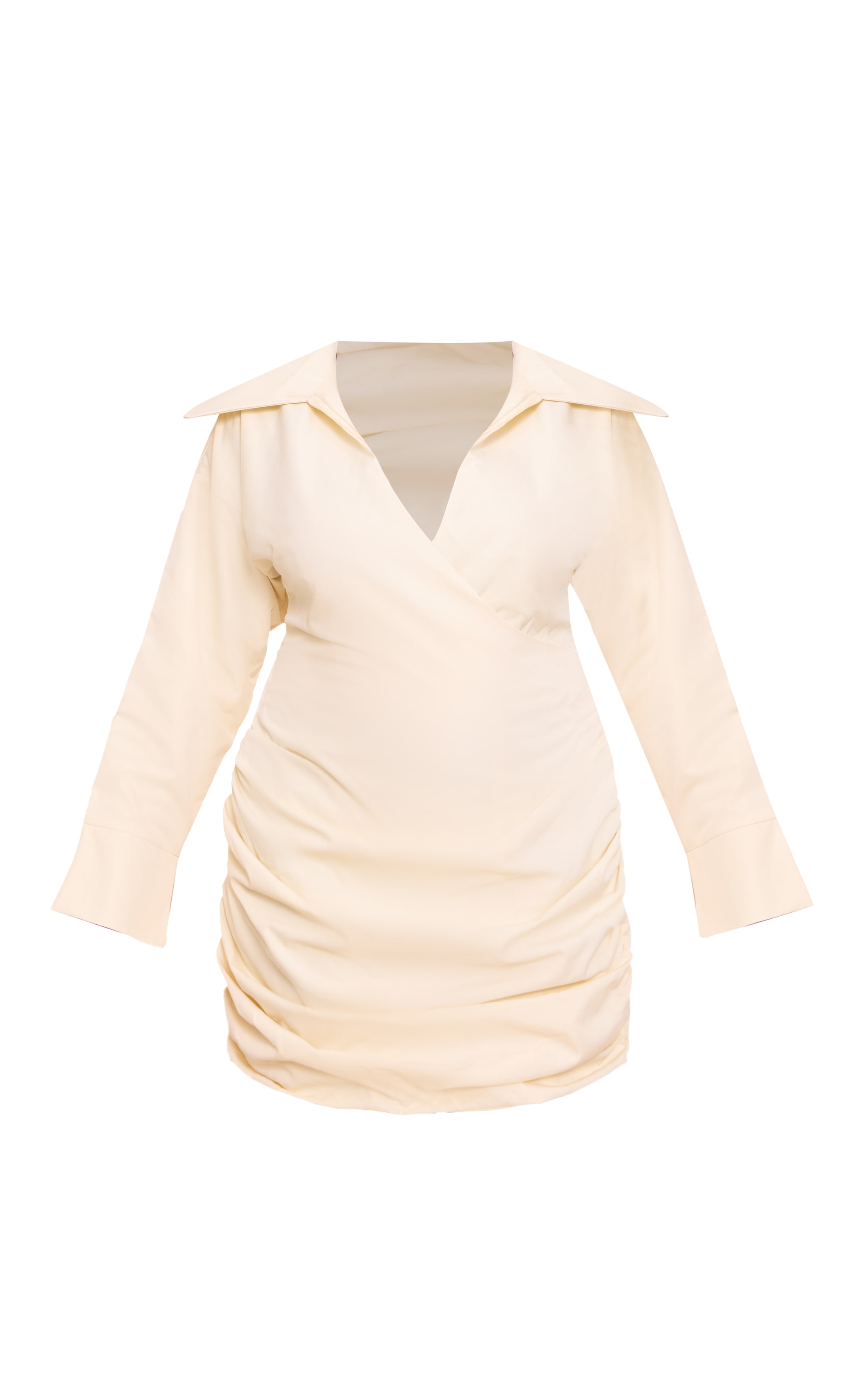 Plus Butter Yellow. Plunge Deep Cuff Shirt Dress image 5