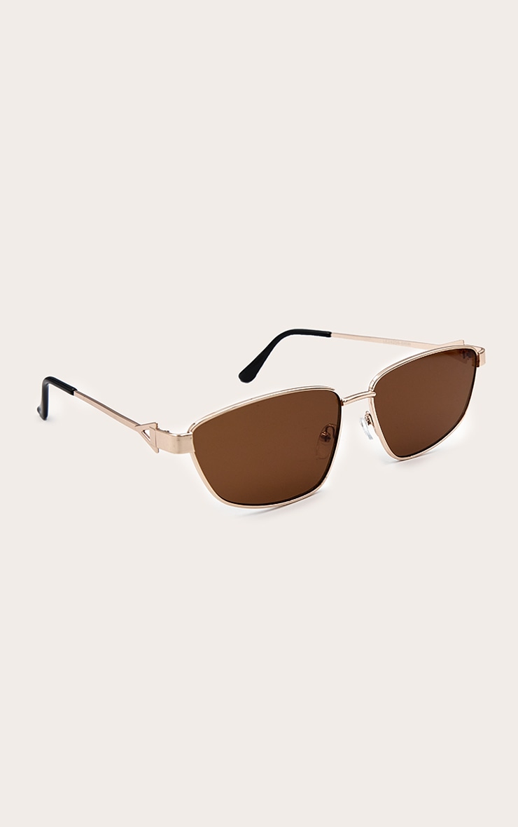 Gold Metal Frame Square Angled Sunglasses image 2