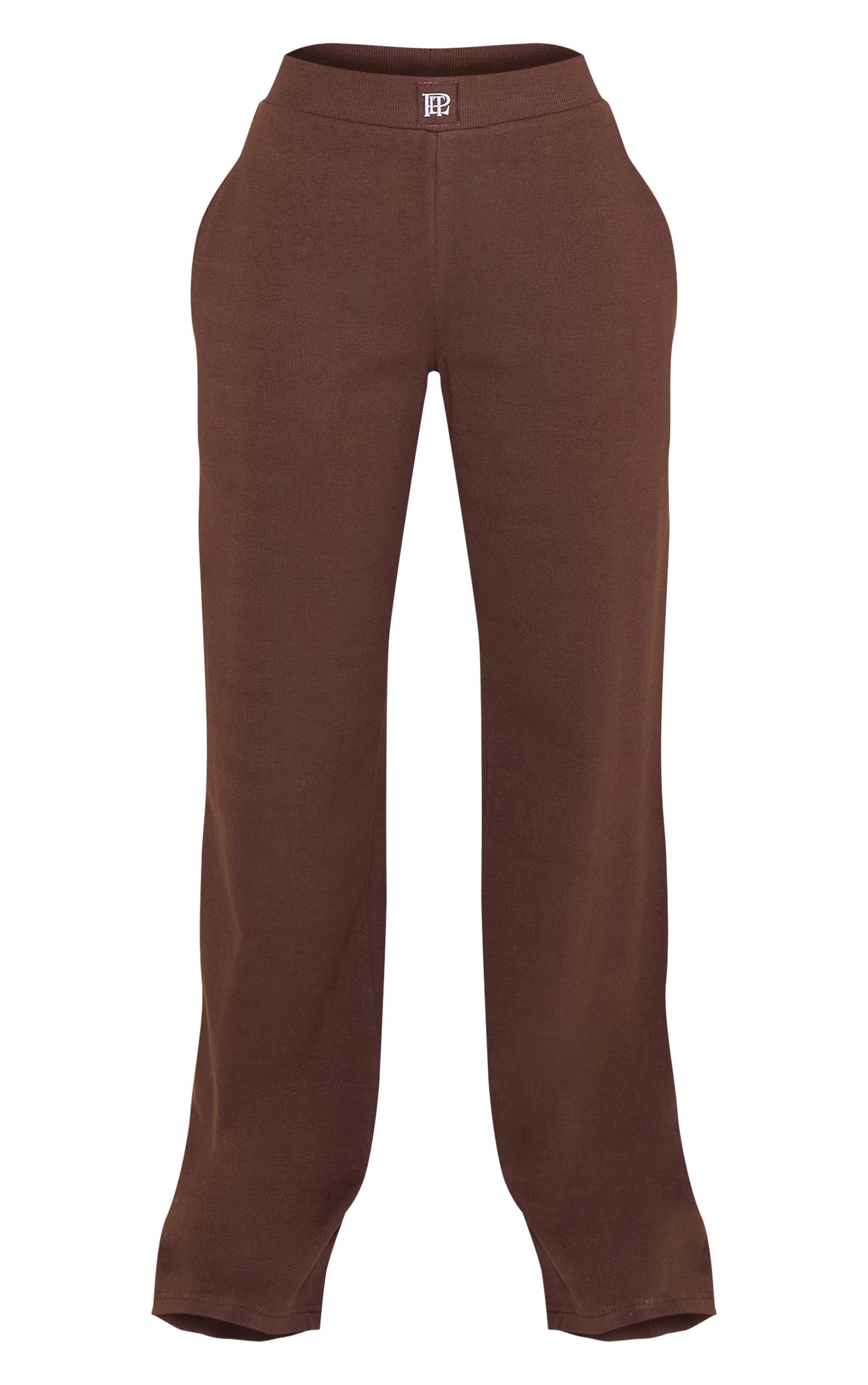 PrettyLittleThing Pantalon de pyjama large tonal côtelé chocolat à taille élastique image 5