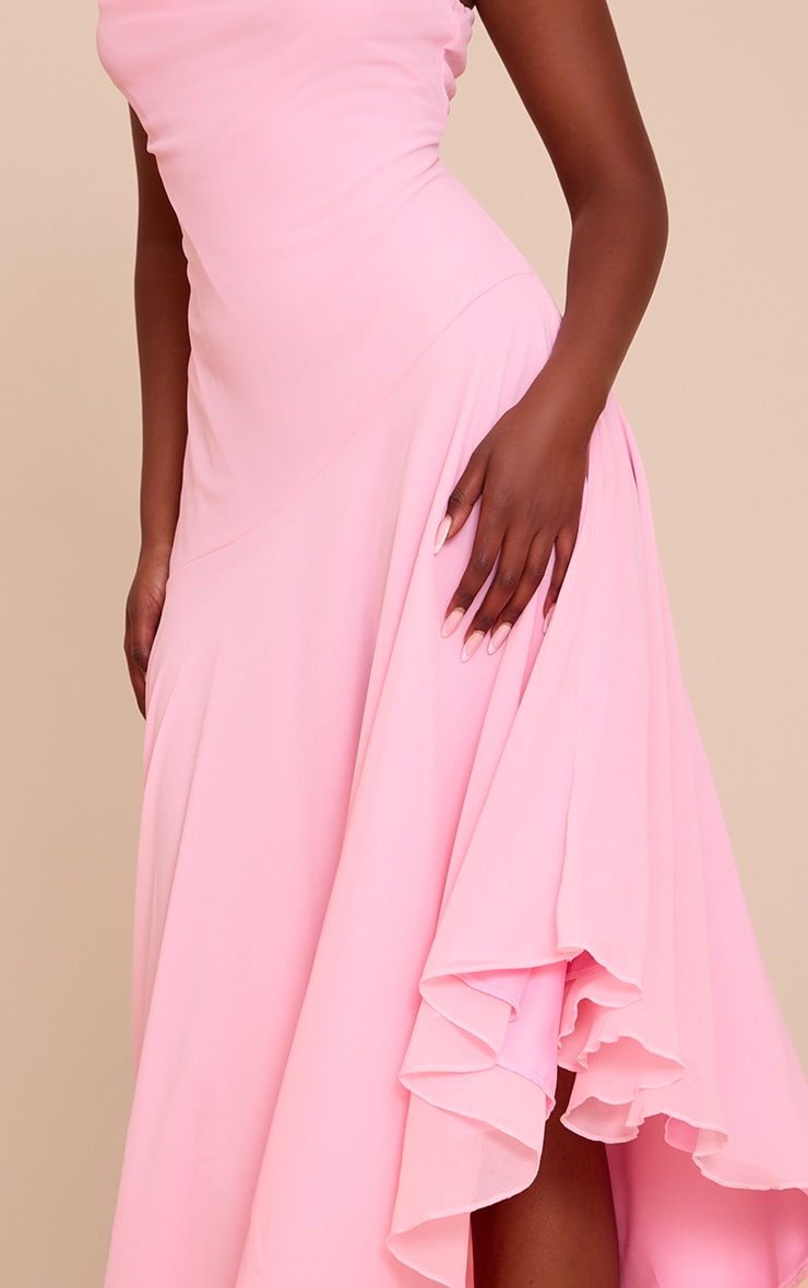 Baby Pink Strappy Cowl Neck Maxi Dress image 4