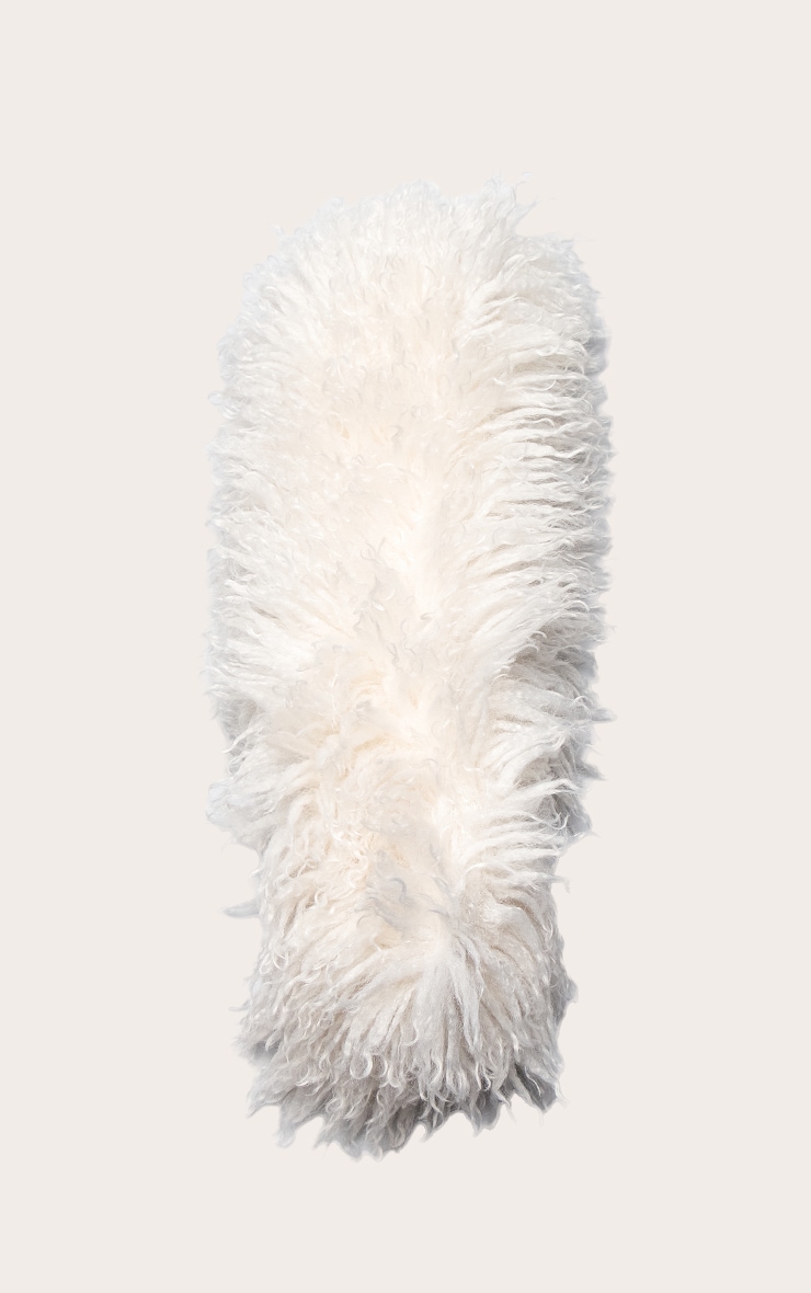 Cream Shaggy Faux Fur Scarf image 2