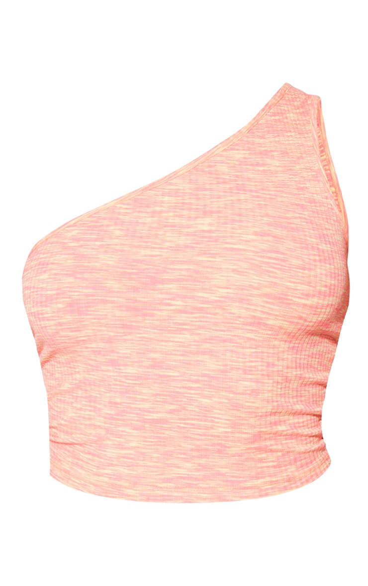 Orange Speckled Rib One Shoulder Top image 5