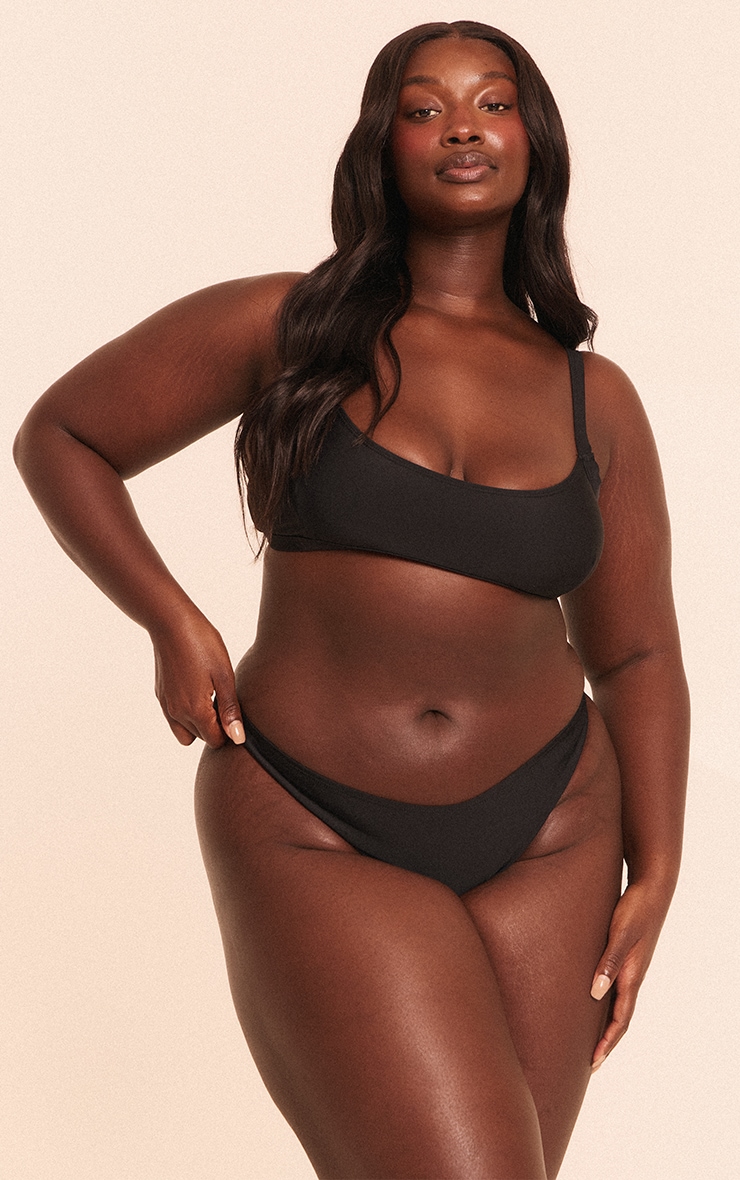 Plus Black Boomerang Tanga Bikini Bottoms image 1