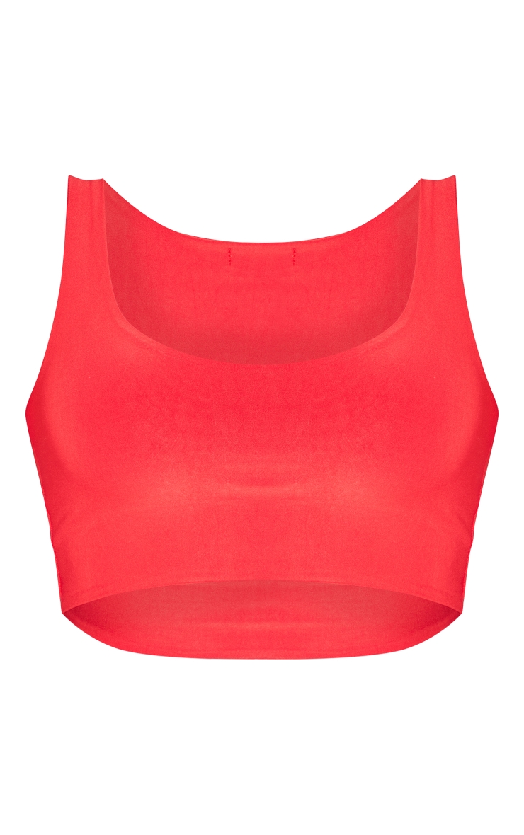 Shape Crop top moulant rouge à col carré image 5