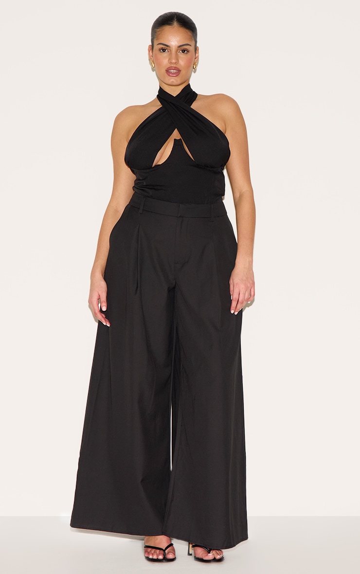 Plus Body tissé noir croisé à détail buste image 3