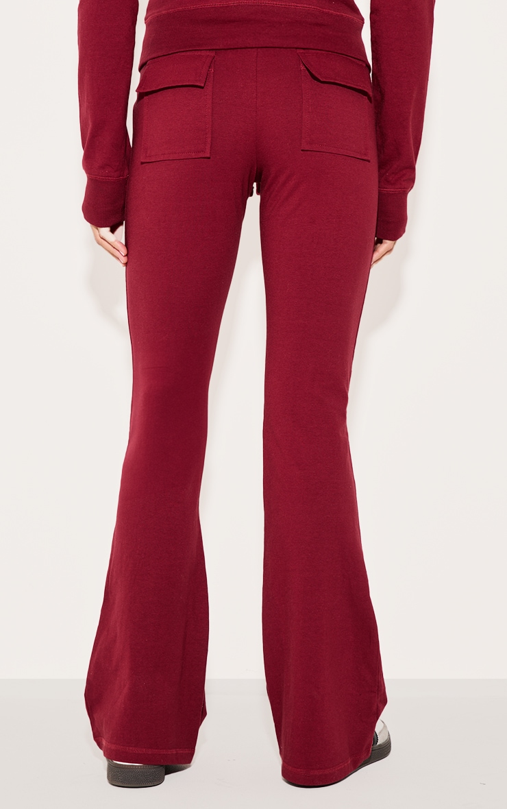 Burgundy Low Rise Skinny Flare Trousers image 3