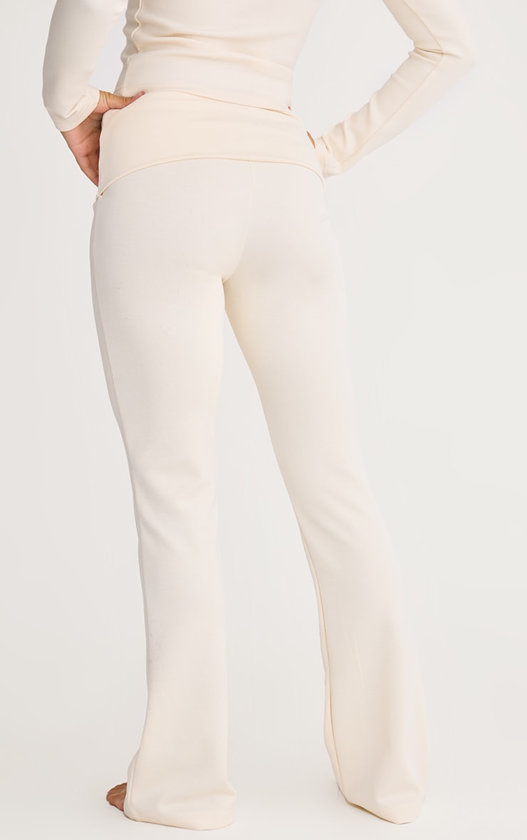 Cream Premium Soft Touch Foldover Yoga Flares image 3