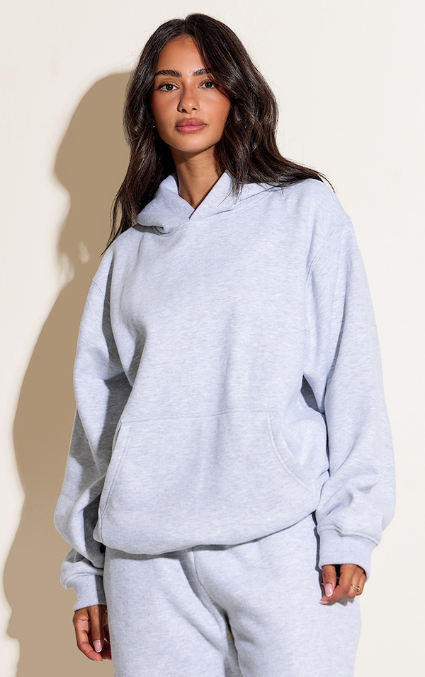 Petite Ash Grey Oversized Pull Over Hoodie