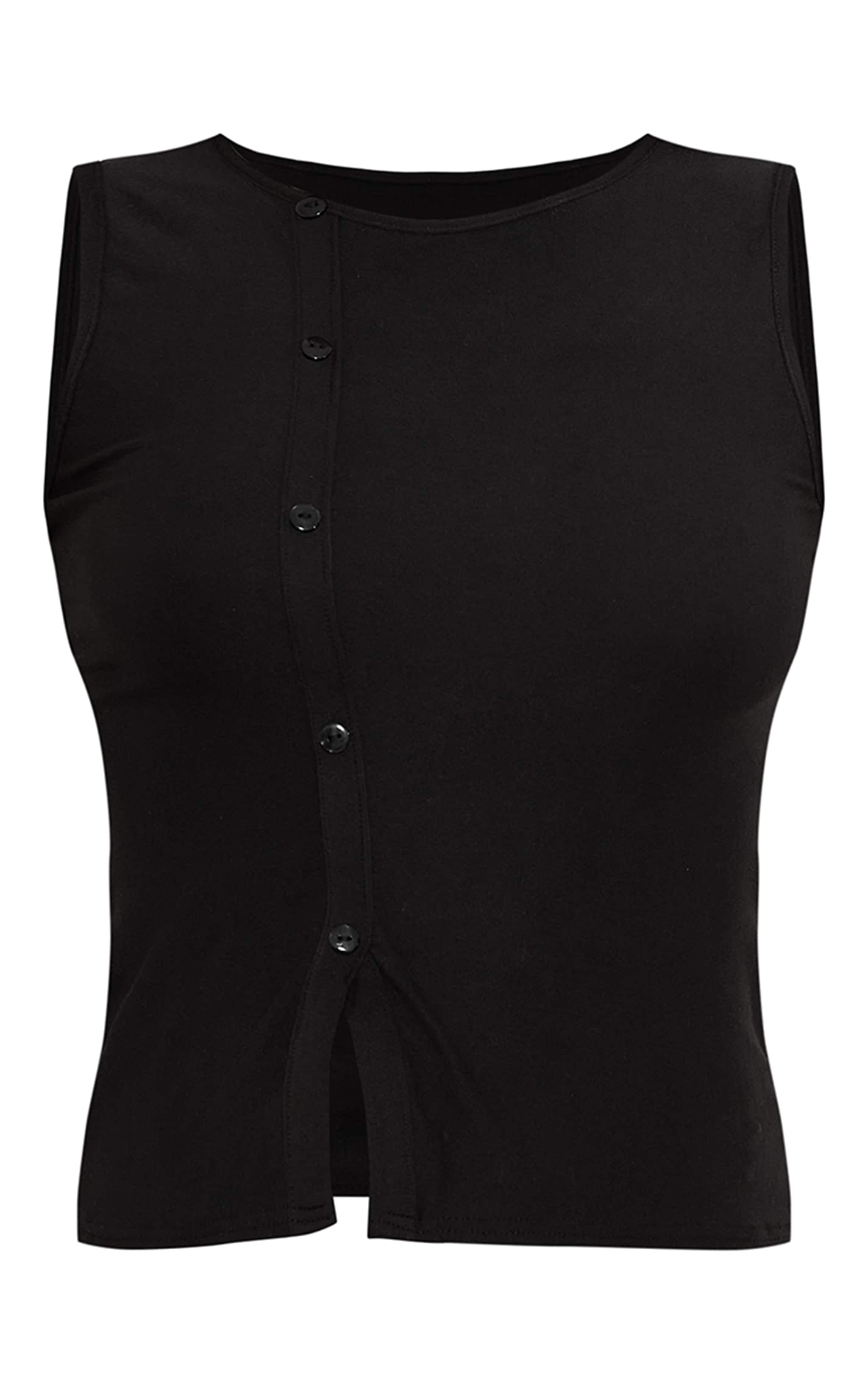 Maternity Black Soft Touch Asymmetric Button Top image 5