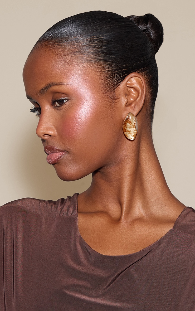 Gold Textured Smokey Resin Statement Earring Multi Pack image 1