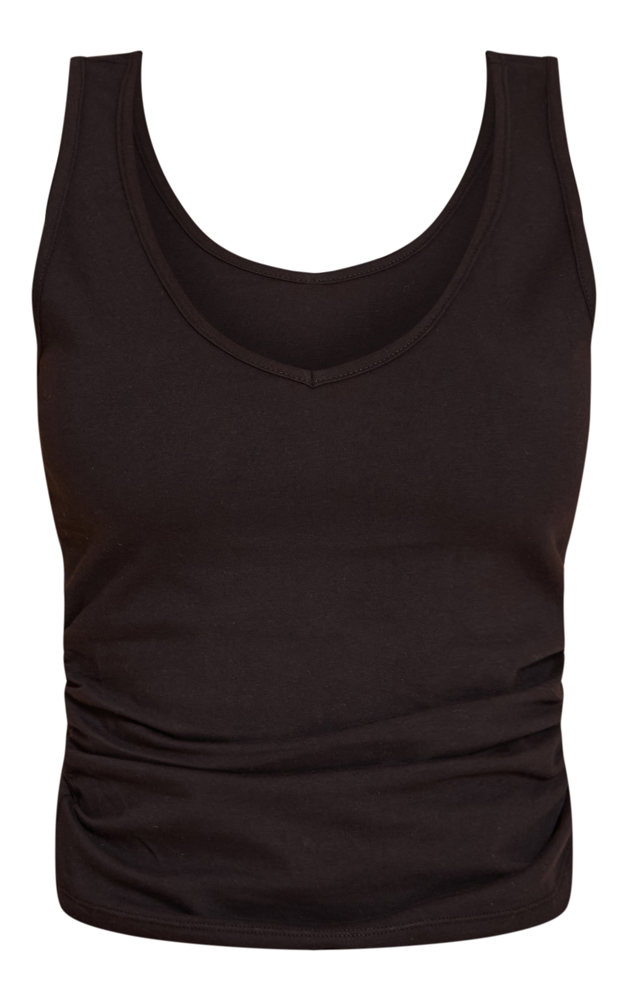 Petite Black Soft Cotton V Neck Vest Top image 5