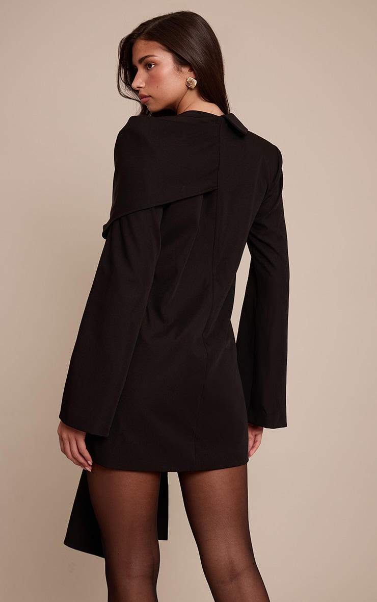 Black Woven Scarf Detail Blazer Dress image 2