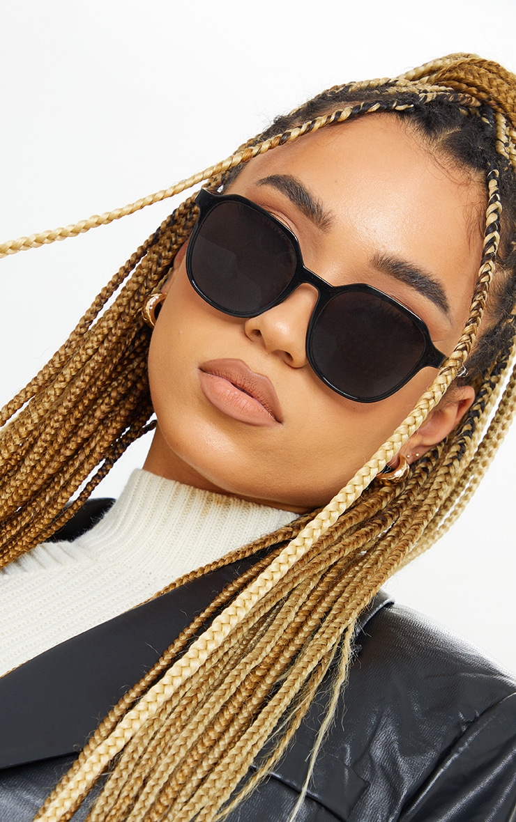 Lunettes de soleil rondes noires oversize classiques