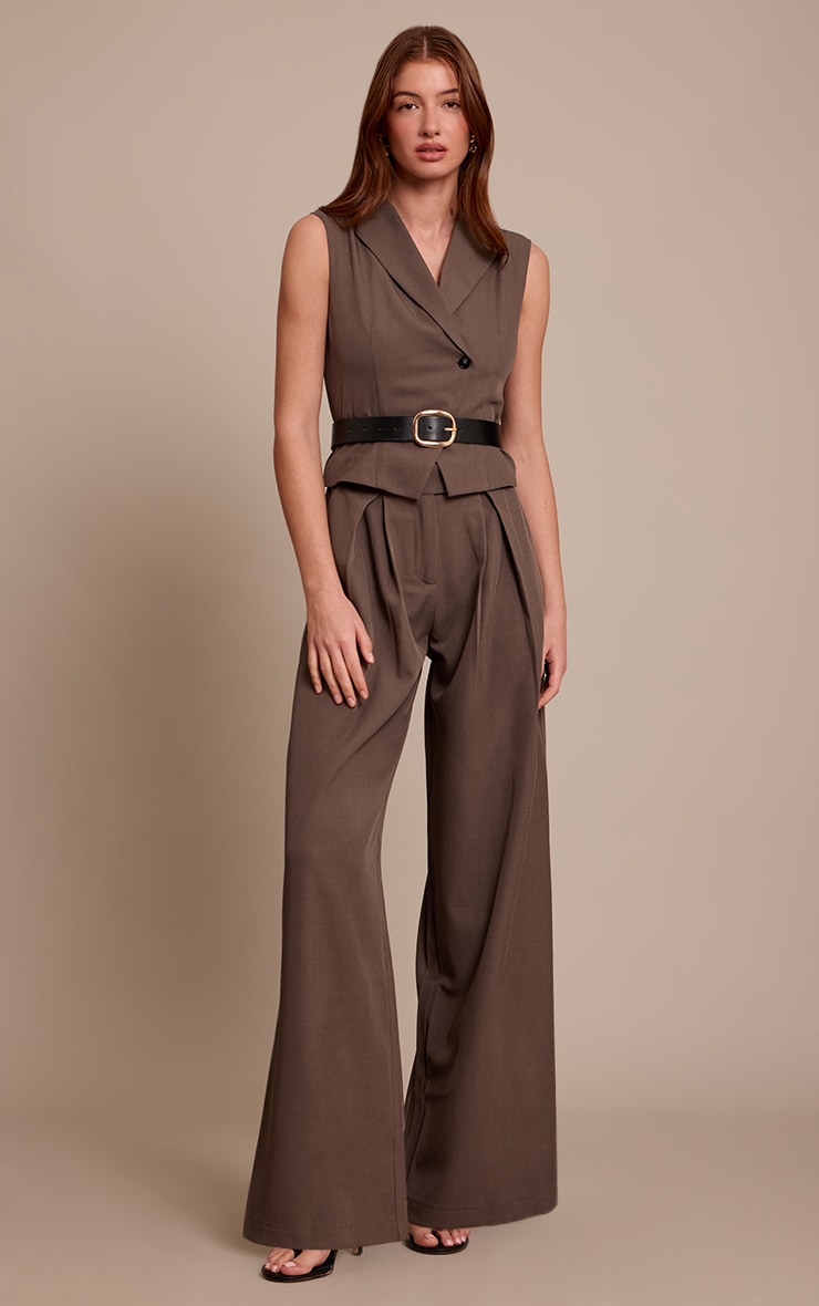 Charcoal Tailored Woven Straight Leg Jumpsuit image 1