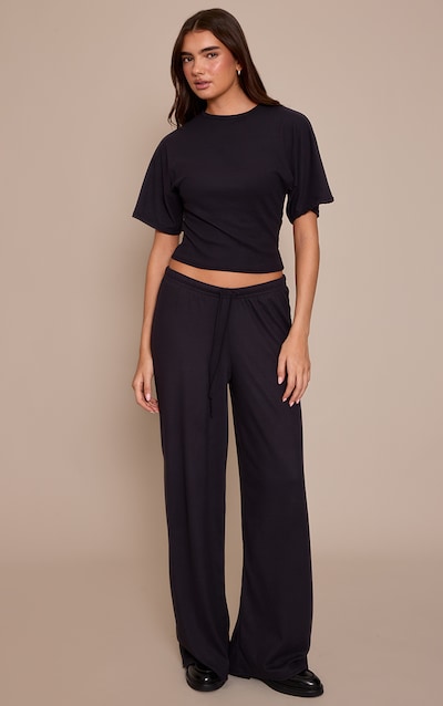 Black Soft Touch Tie Waist Casual Pants