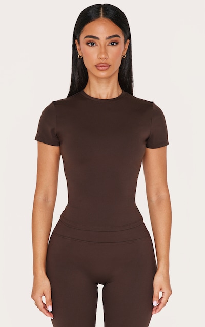 Petite Top de sport long en Sculpt espresso à manches courtes
