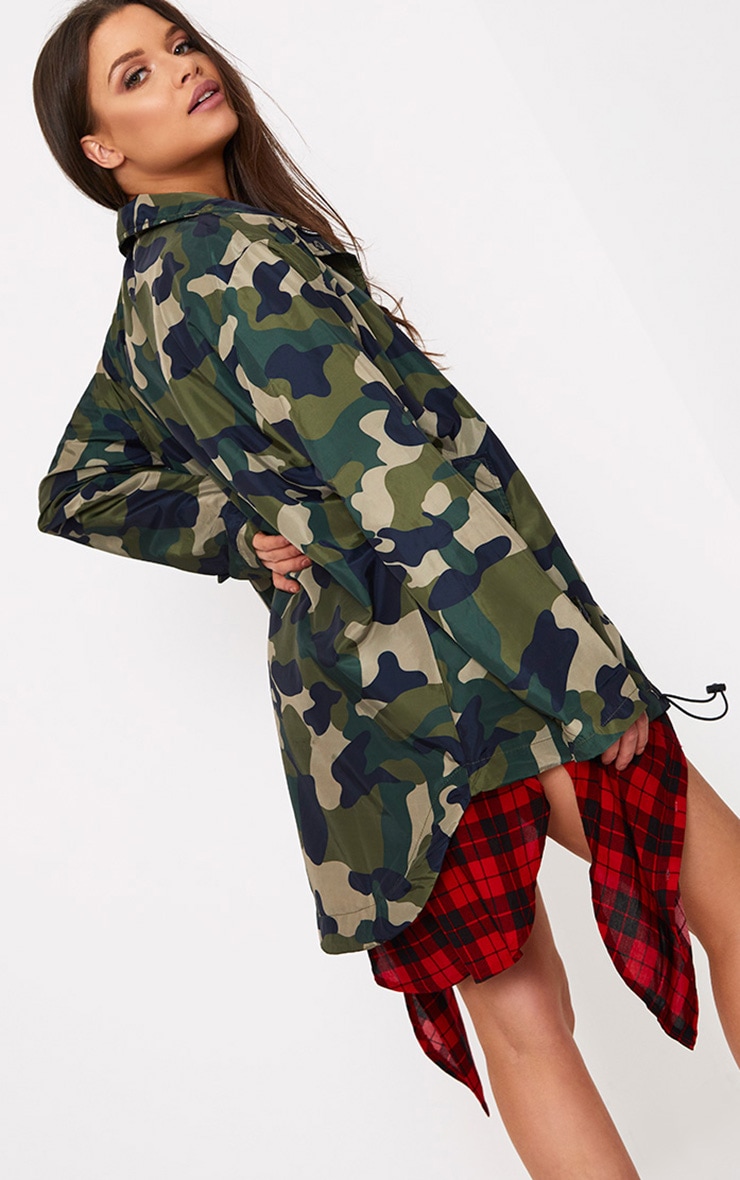 Jaylie Khaki Camo Rain Mac. Coats & Jackets PrettyLittleThing