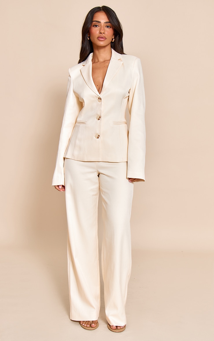 Petite Pantalon crème au beurre à détails repliés sur la taille image 2