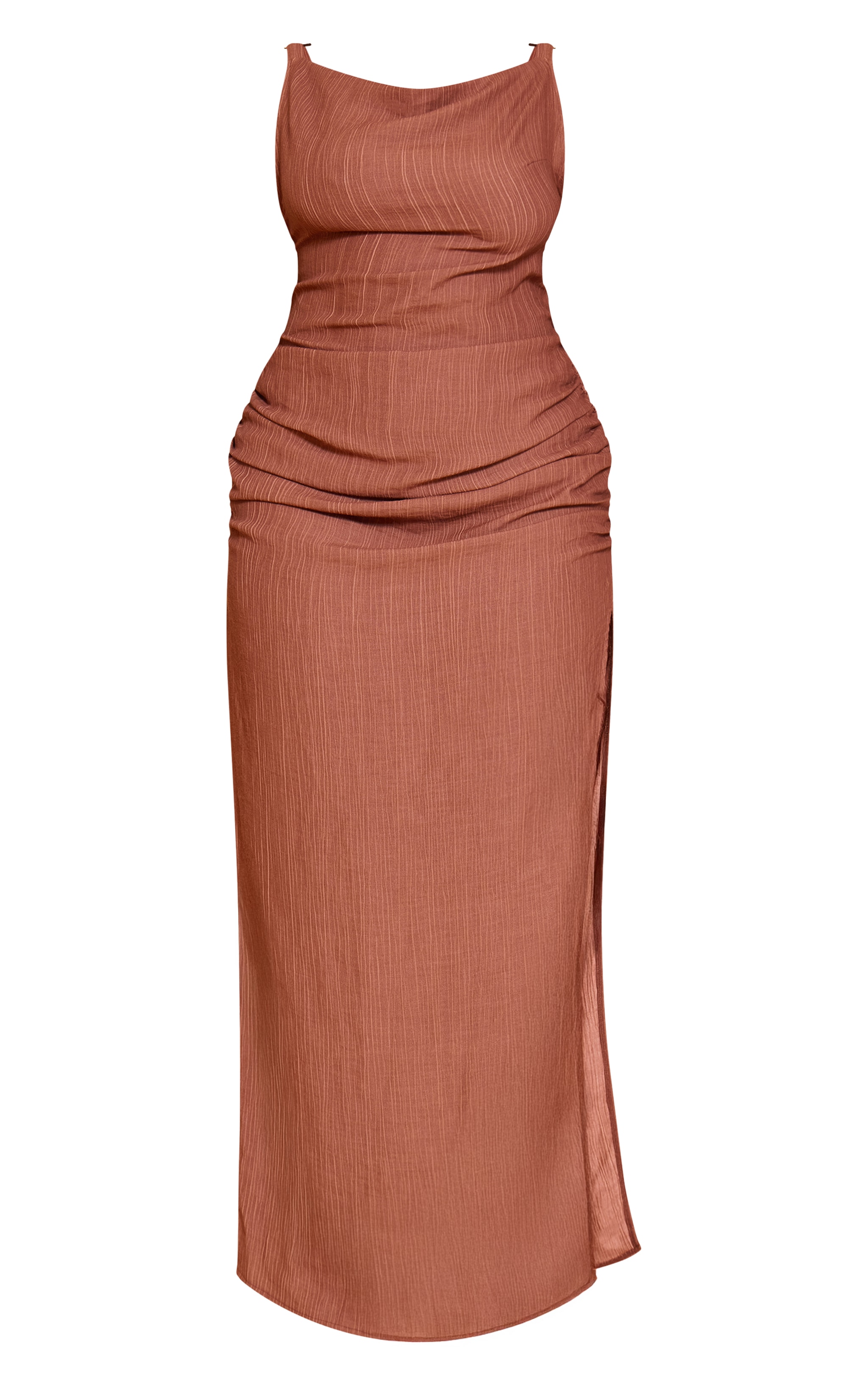 Plus Rust Textured Trim Detail Maxi Dress image 5