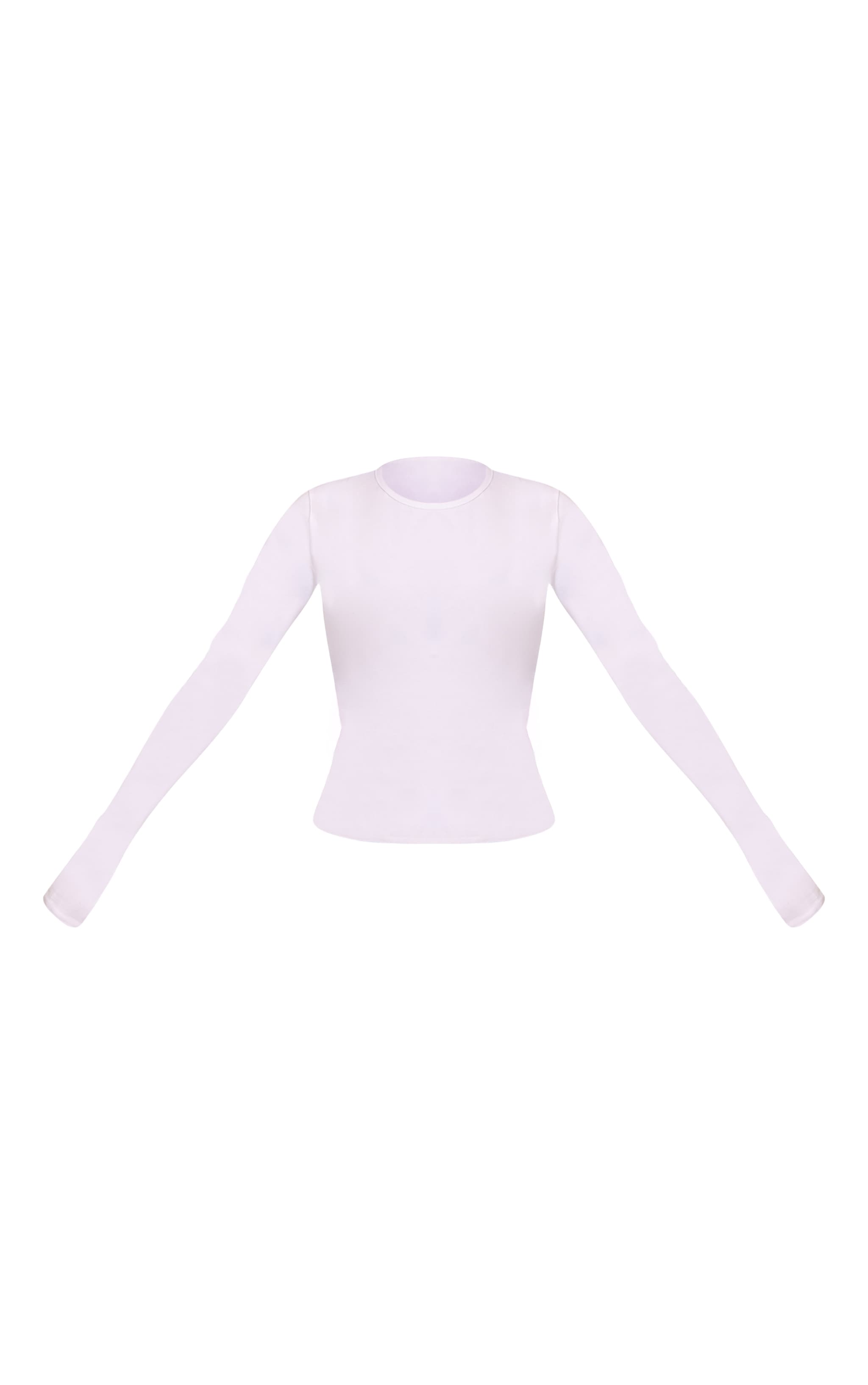 Tall White Crew Neck Cotton Long Sleeve Top image 5