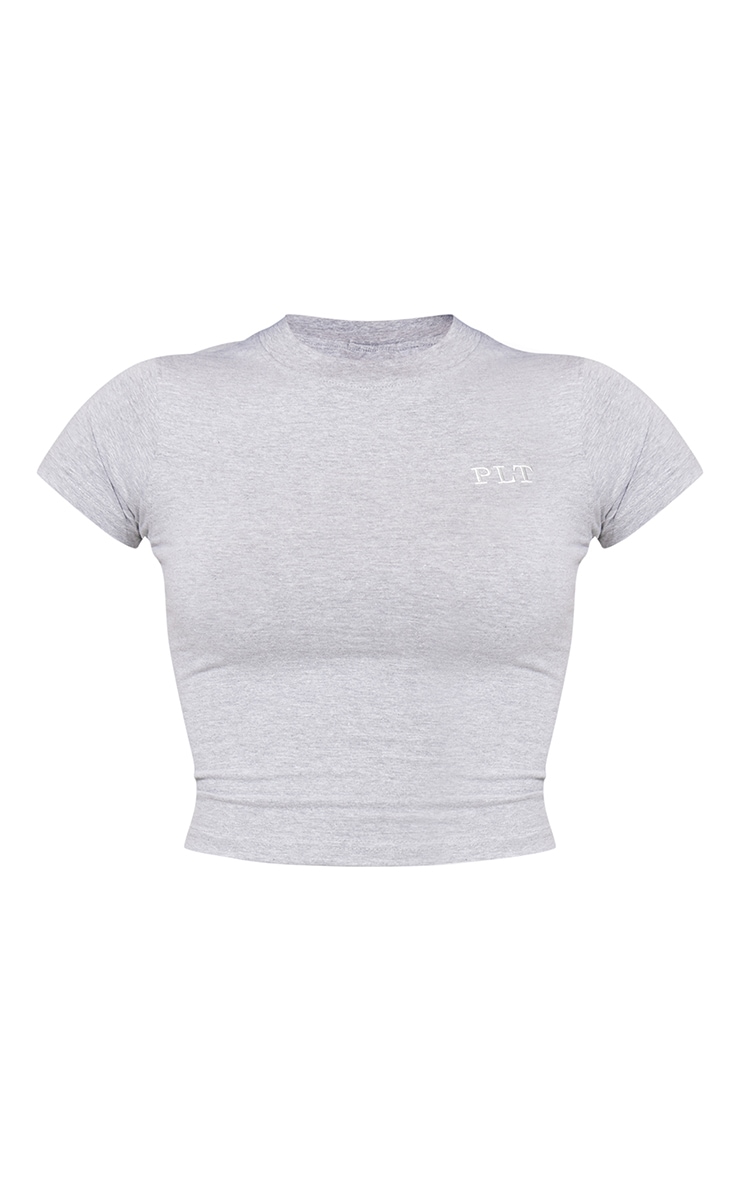 PRETTYLITTLETHING Ash Grey Cotton Longline Fitted T-shirt image 5