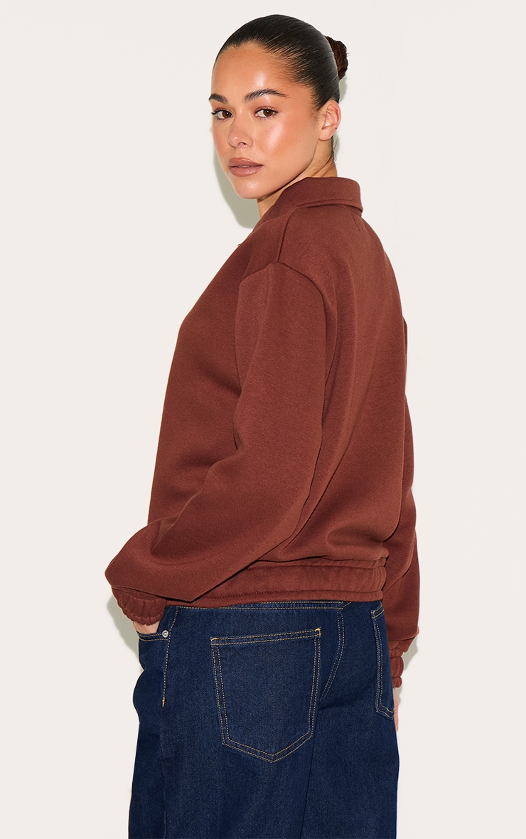 Chocolate Zip Through Collared Sweatshirt image 2