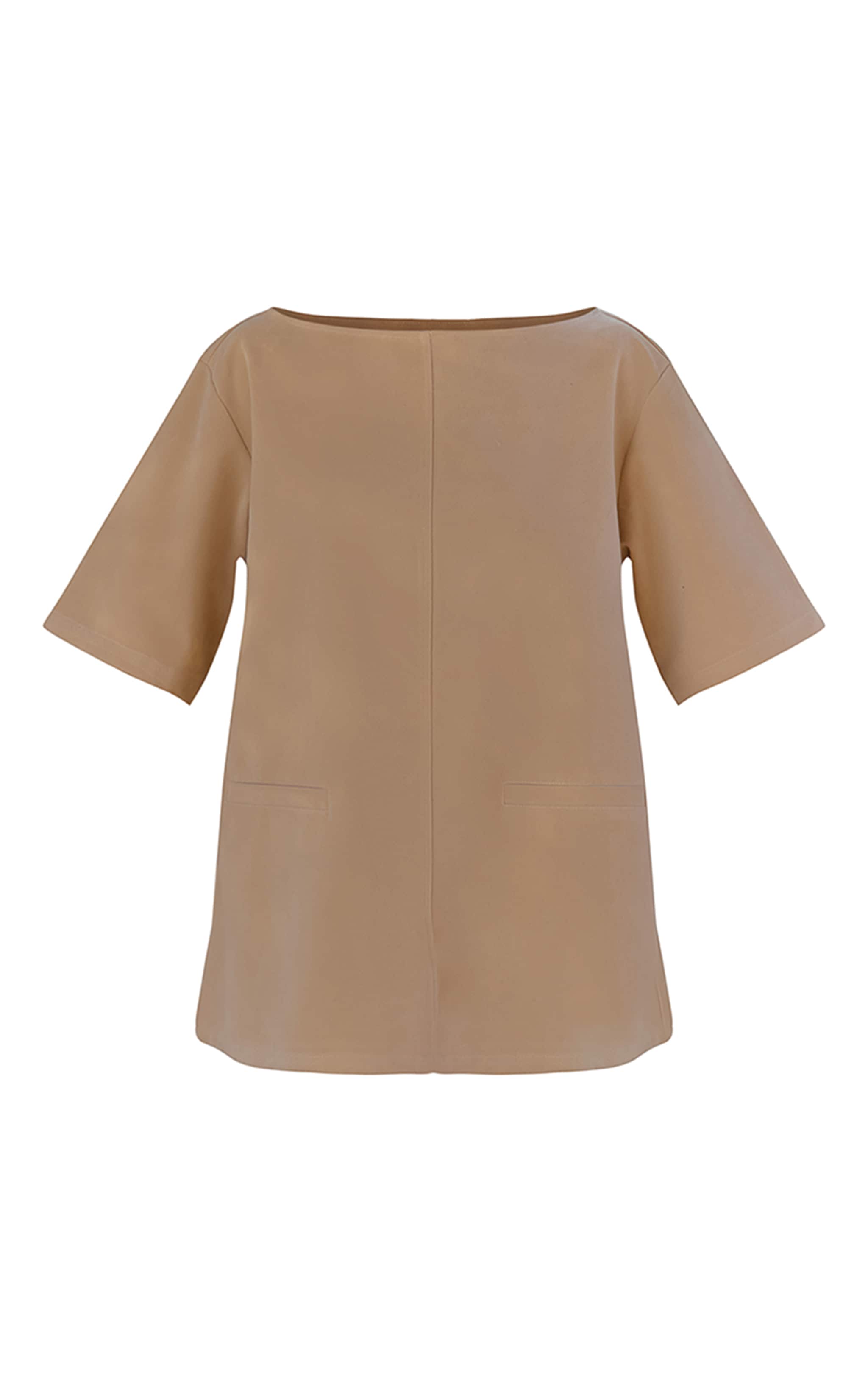 Sand Faux Suede Oversized Boxy Detail Structured Top  image 5