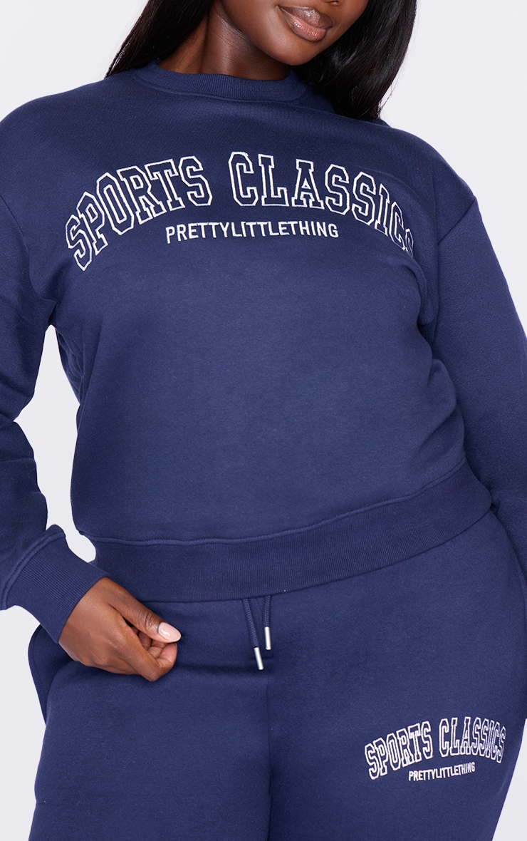 Plus Navy Sports Classic Embroidered Sweatshirt image 4