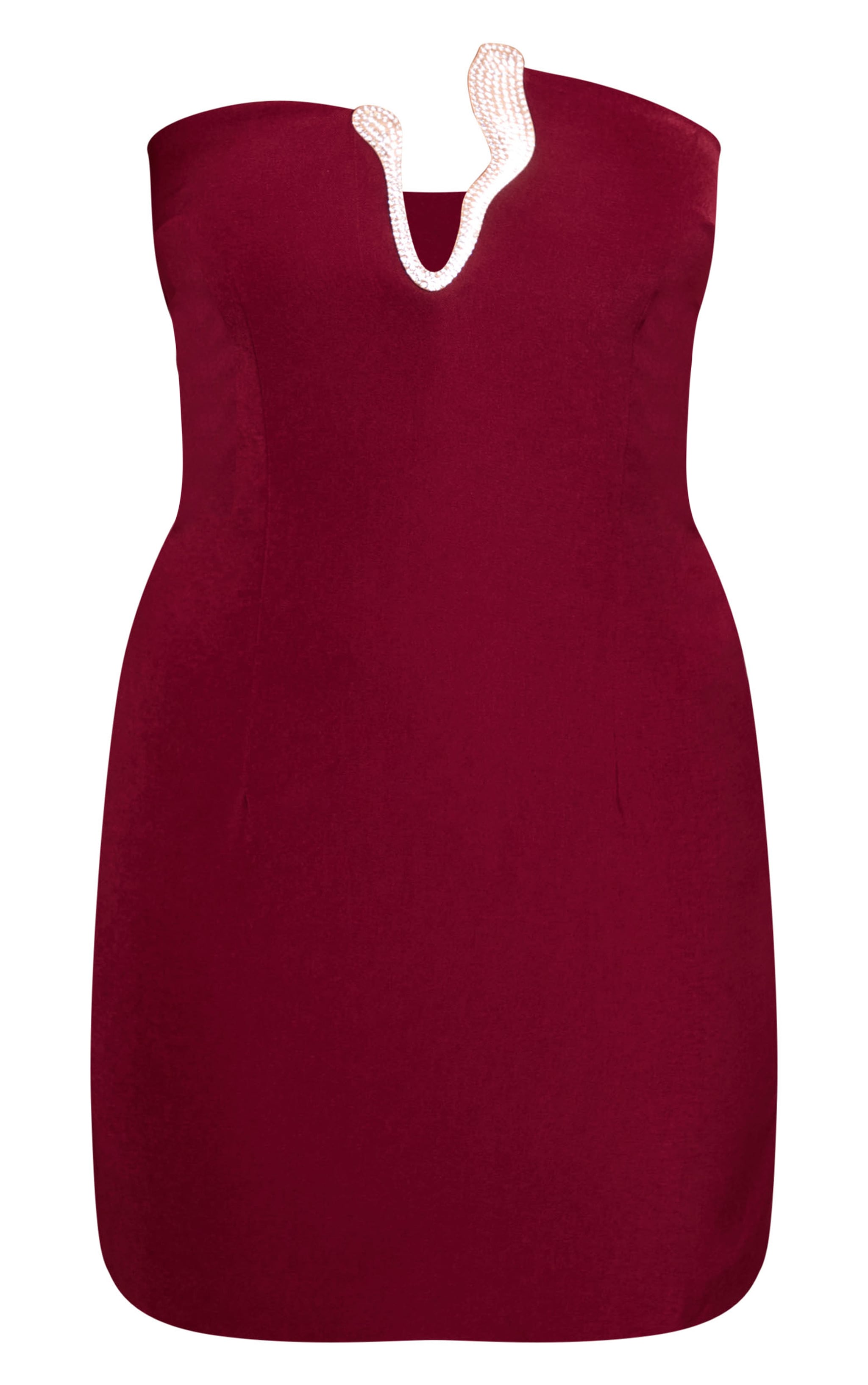 Deep Plum Trim Detail Bandeau Bodycon Dress image 5