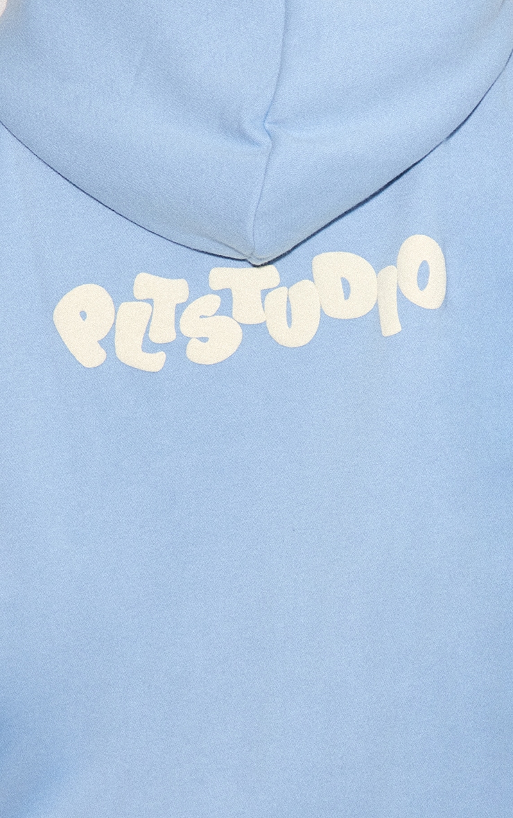 Baby Blue Plt Studio Puff Print Oversized Hoodie image 4