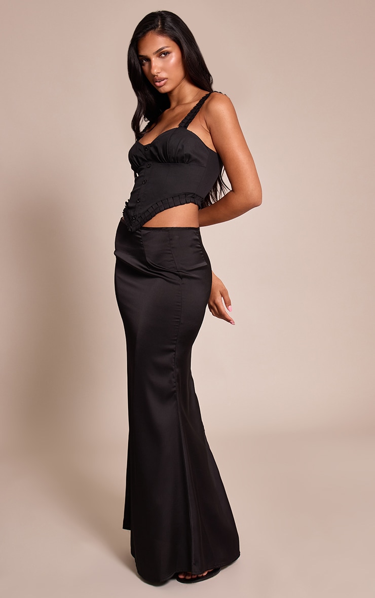 Black Woven Button Down Corset Top image 3