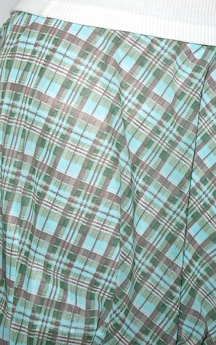 Plus Blue Chiffon Gingham Print Puffball Skirt image 5
