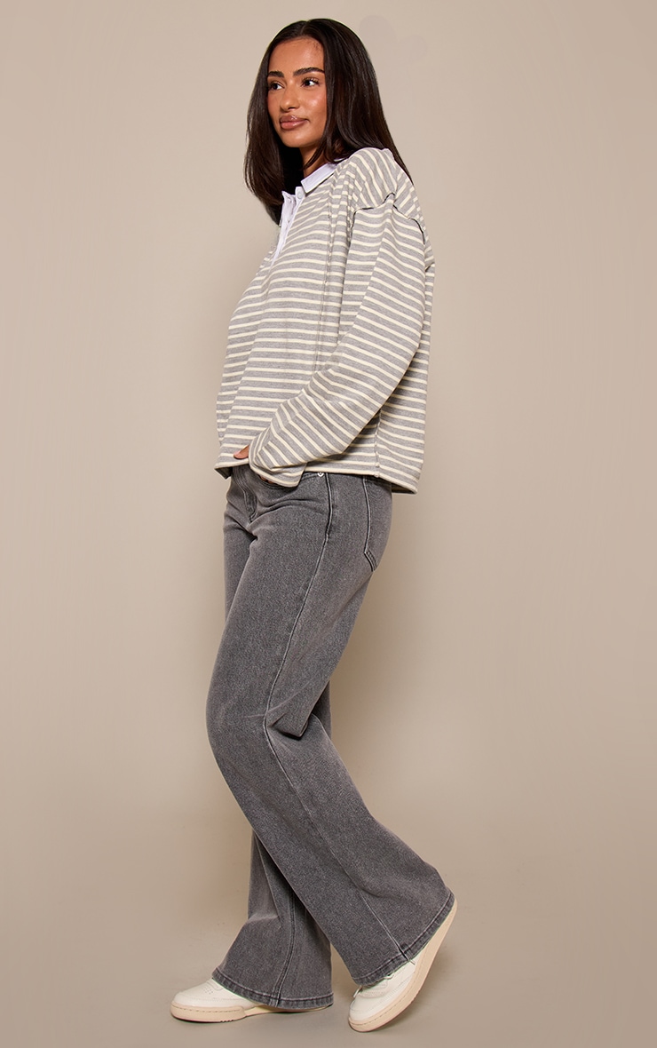 Petite Butter Yellow Stripe Seam Detail Rugby Top image 3