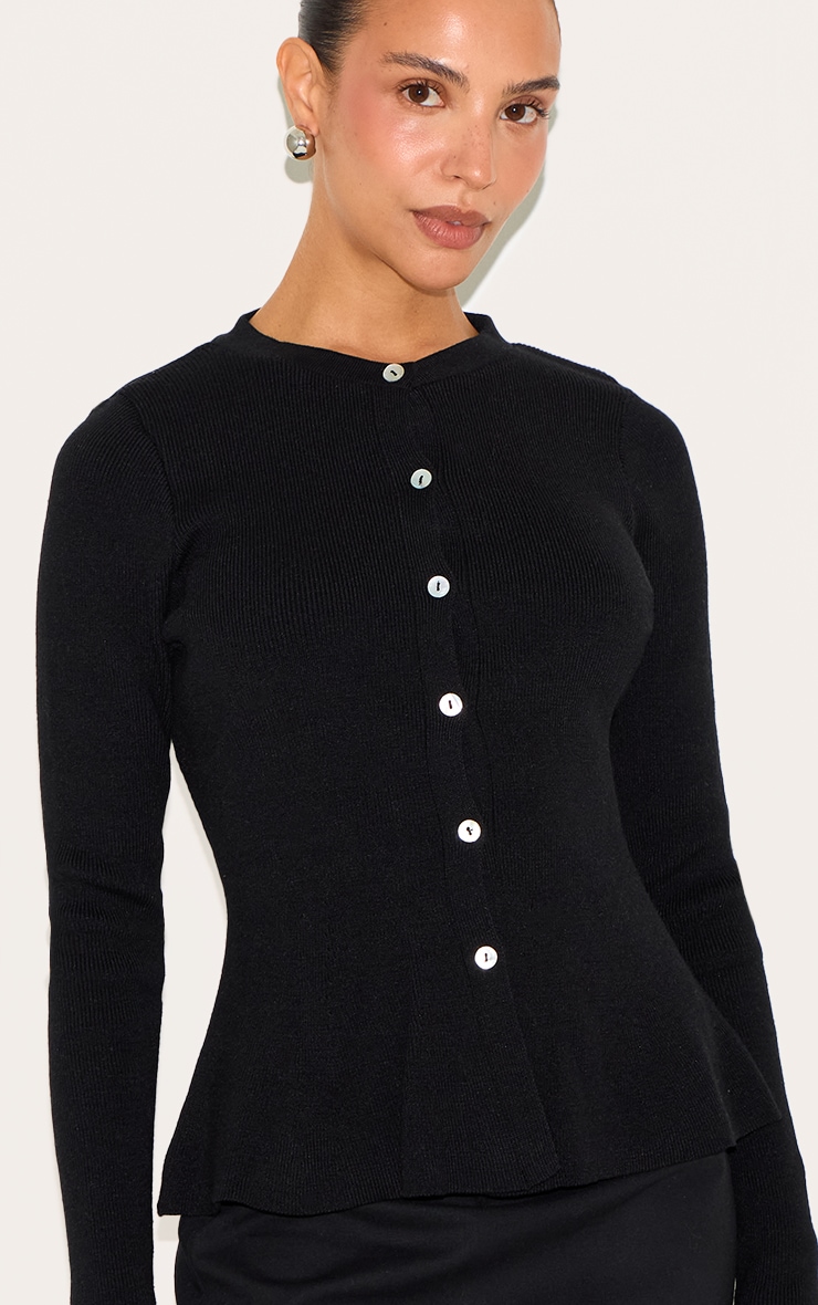 Cardigan Court en Maille Tricot Compacte Noire image 4