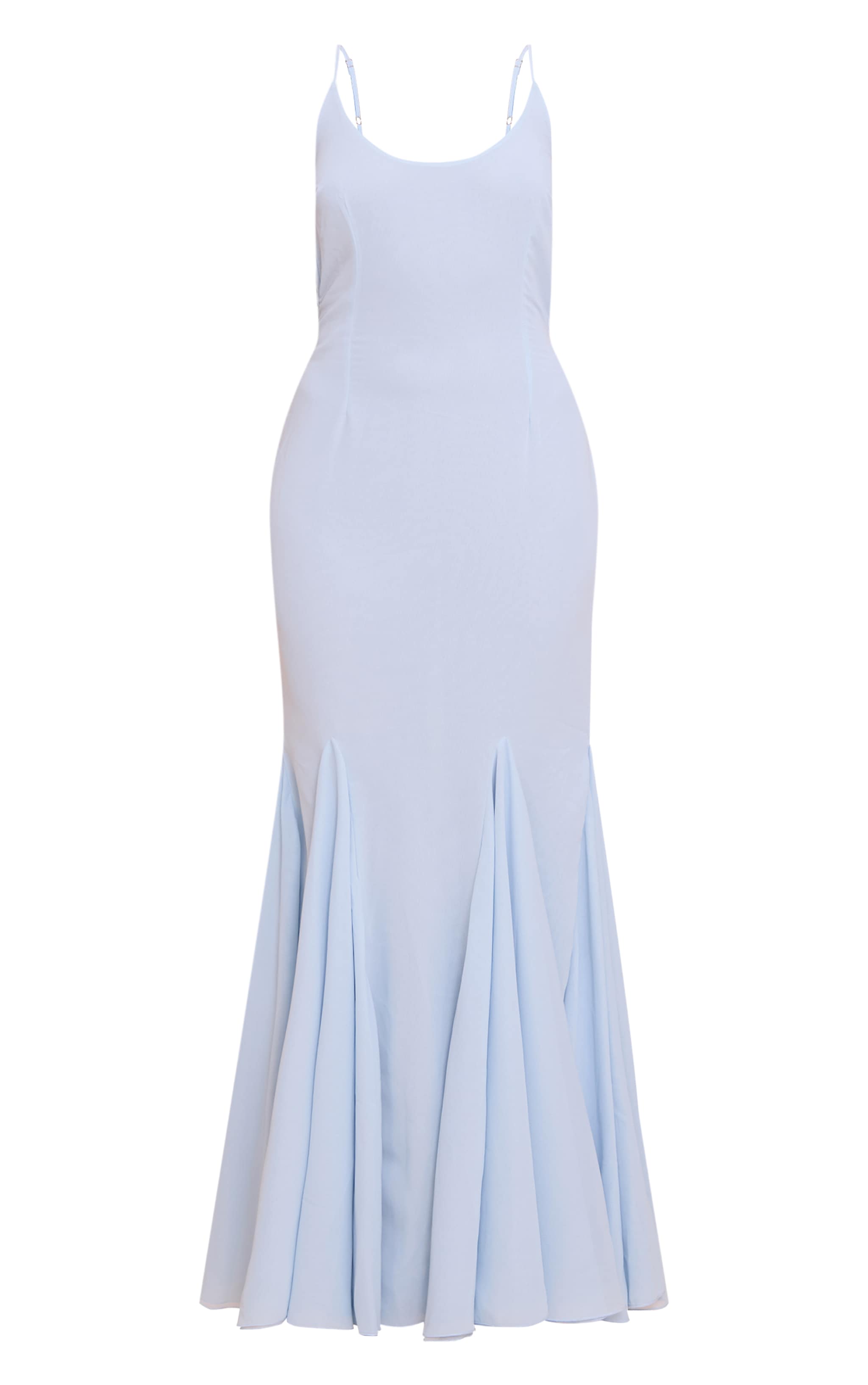 Pale Blue Chiffon Scoop Neck Cowl Back Sleeveless Maxi Dress image 5