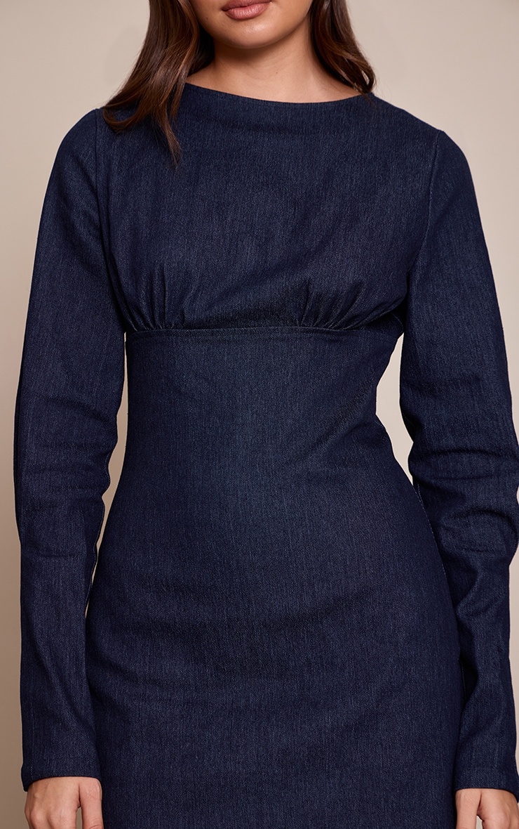 Indigo Blue Long Sleeve Bodycon Dress image 4