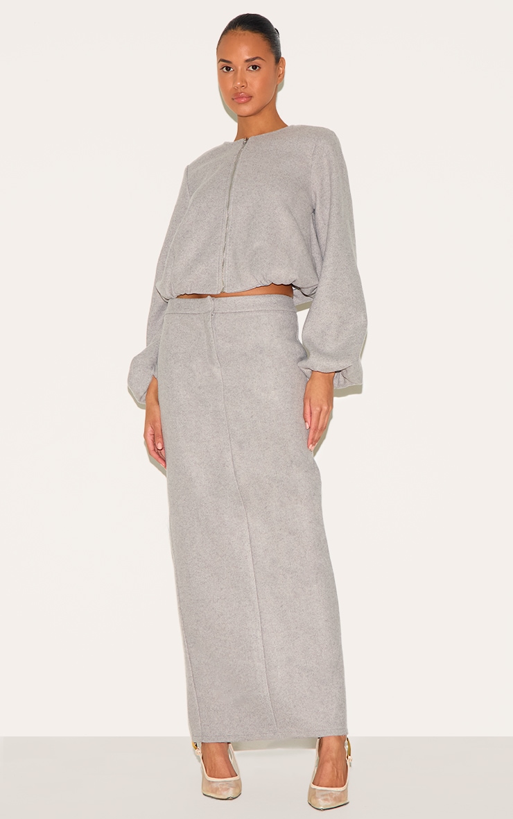 Charcoal Grey Heavy Brushed Maxi Skirt image 2