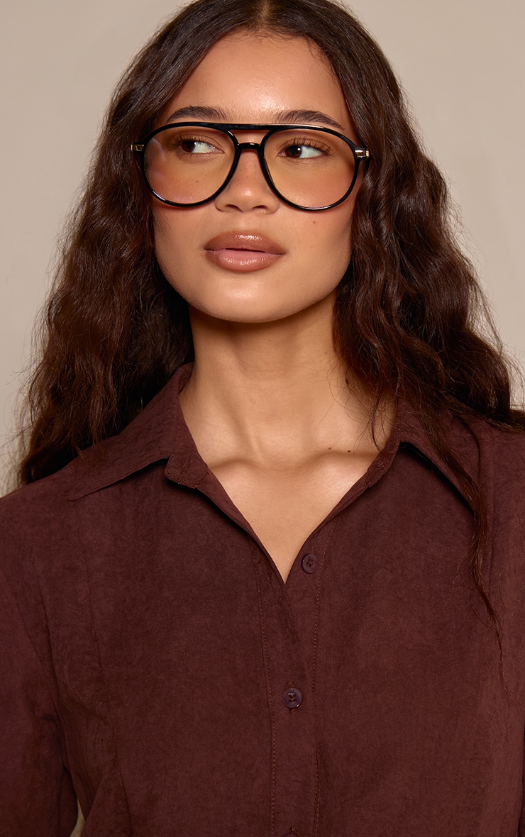 Black Oversized Aviator Blue Light Readers image 1