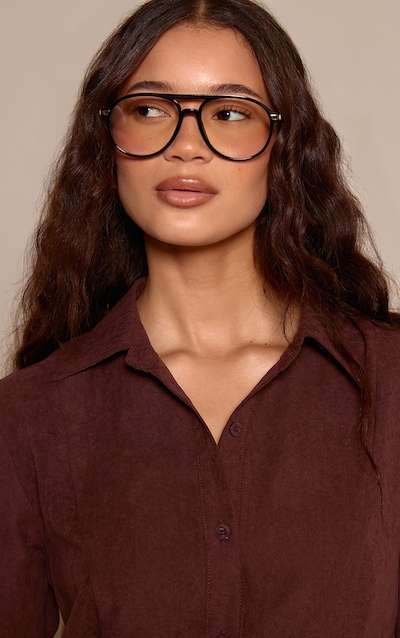 Lunettes de repos style aviateur oversizes noires à verres anti-lumière bleue