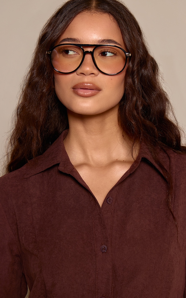 Black Oversized Aviator Blue Light Readers