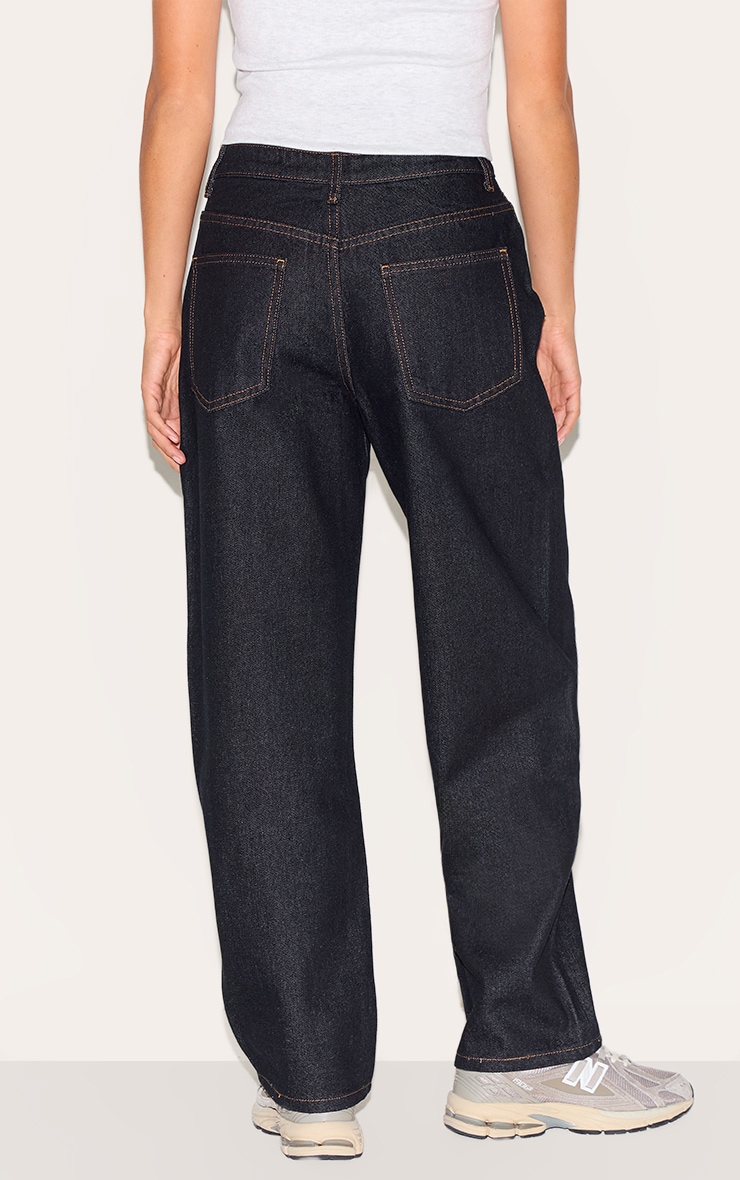 PRETTYLITTLETHING Jean Boyfriend Taille Haute Indigo Foncé Petite Coupe image 3
